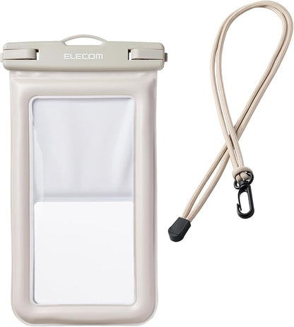 Elecom P-WPSF05GB Smart Phone Waterproof Case, Bath, Sea, Neck Hanging, Underwater Operation, IPX8, Face Authentication, Can Be Operated While Inserted, Floating, Submersion Prevention, Lock Lever