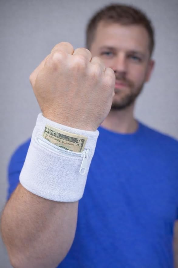 Suddora Zipper Wrist Pouch - Sweatband/Wristband Wallet for Keys, ID, Cards, Cash
