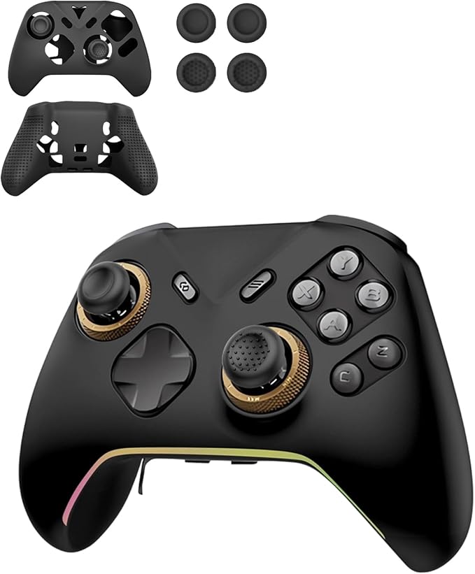 Silicone Protective Case for Flydigi Vader 5 Pro Wireless Controller, Full-Body Protective Cover with Precise Cutout, Shockproof Dustproof Protector Sleeve & Scratch-Resistant Sleeve (Black)