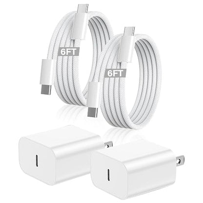 iPhone 17 16 Charger,2Pack USB C Fast Charger Apple Charge Type C Fast Charging Block&6FT USB C to C Woven Cable Cord for iPhone 17 Pro Max/17 Pro/Air/16 Plus/16E/15 Series/iPad Pro/Air/Mini
