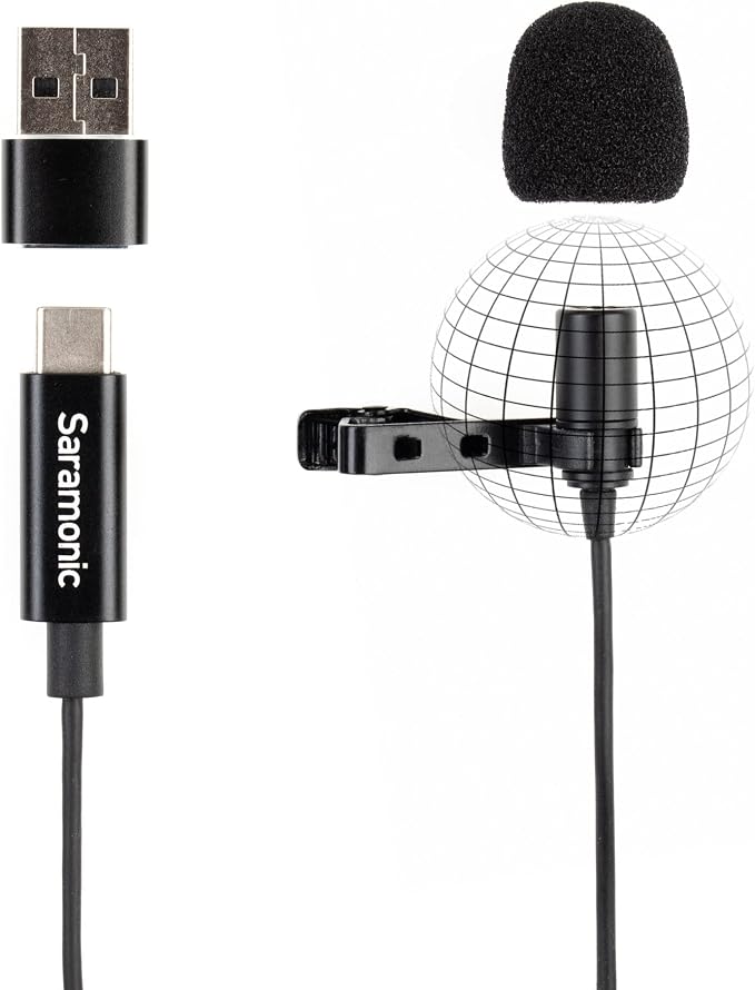 Saramonic LavMicro-U USB C Lavalier Microphone for iPhone 15, iPad, Android, Omnidirectional Condenser Lapel Mic for Vlogging, Interviews, YouTube, TikTok