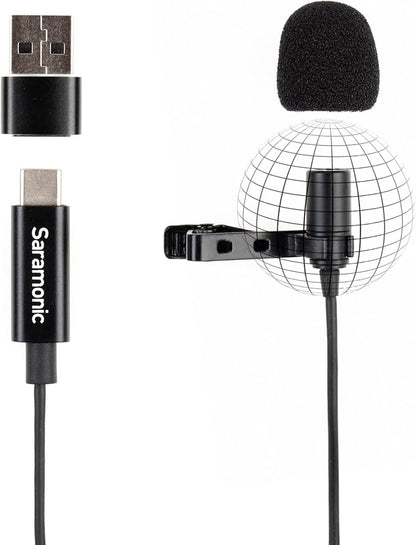 Saramonic LavMicro-U USB C Lavalier Microphone for iPhone 15, iPad, Android, Omnidirectional Condenser Lapel Mic for Vlogging, Interviews, YouTube, TikTok