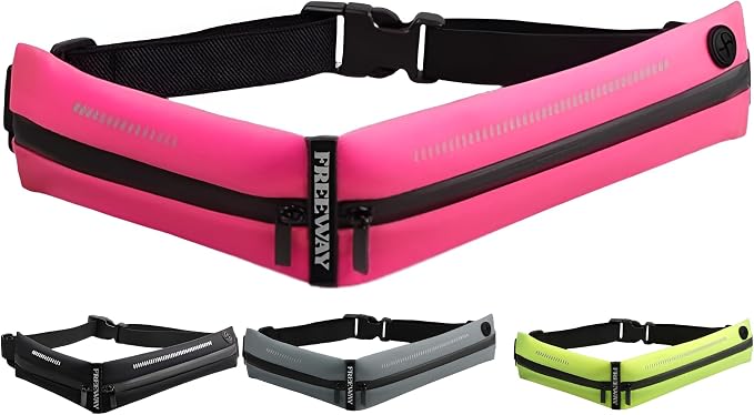 Lightweight Running Belt - for Man and Woman Running Phone Holder, Waist Pack for Workout, Money Belt, Running Gear Accessories (Double, Pink) designed for carrying Phone, Keys & Essentials