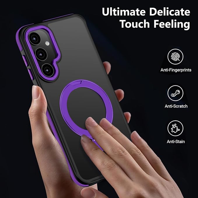 for Samsung Galaxy S25 Case, Magnetic Adjustable Ring Stand [Fit for Magsafe], [Military-Grade Shockproof Protection] Phone Case with Kickstand&Ring Holder (Purple)