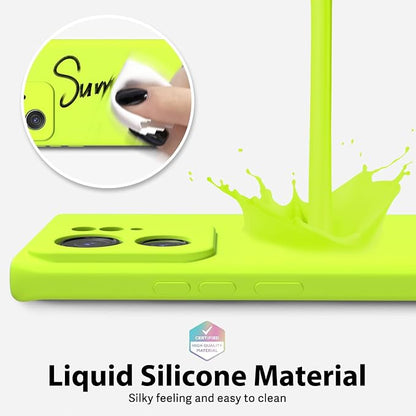 Oakxco for Motorola Moto Edge 2023 Phone Case Liquid Silicone, Neon Bright Solid Color, Thin Slim Soft Rubber Gel Matte TPU Plain Simple Protective Cover for Women Girl Cute Aesthetic, Neon Green Lime