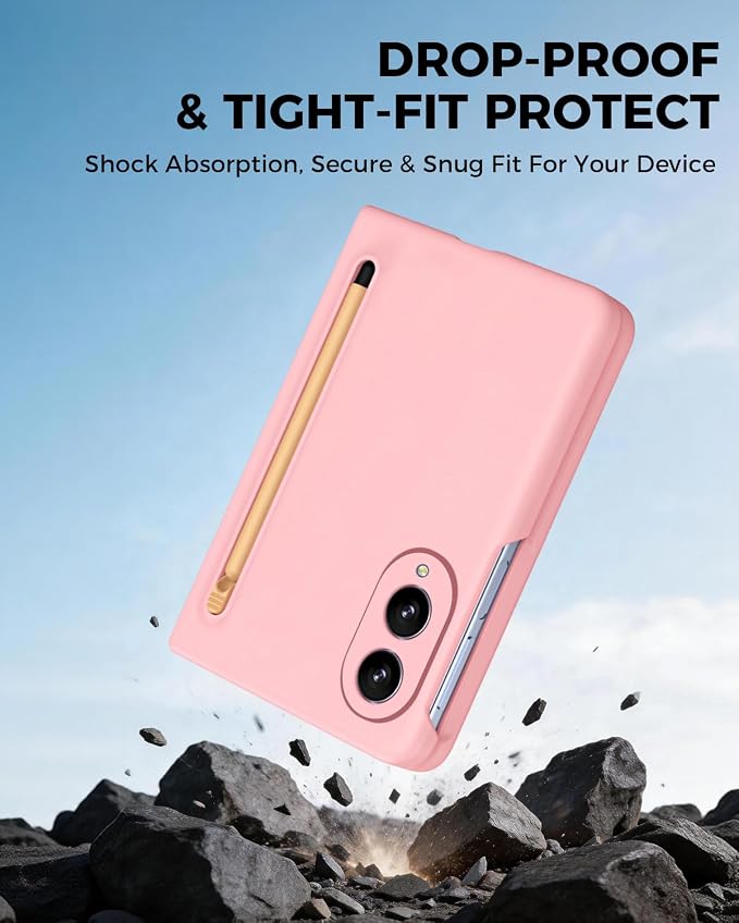 NINKI Spen for Samsung Galaxy Fold 8 Case with Built-in Screen Protector,Stylus Pen Holder Heavy Duty Rugged Shockproof Dustproof Pen Storage Hard Case for Galaxy Fold 8 Pink