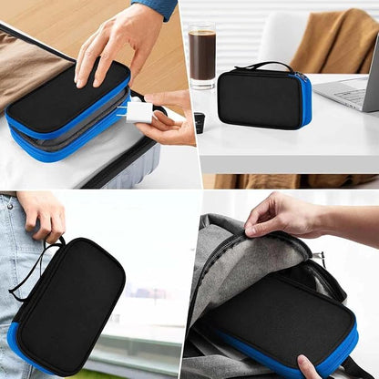 ZINZ Electronic Accessories Organizer, Travel Cable Carry Pouch Storage Bag for Laptop Attachment Cable, Cord, Charger, Earphone etc,Black-Blue
