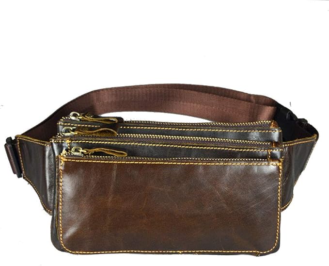 Hebetag Leather Fanny Pack Waist Bag for Men Women Outdoor Travel Hunting Hiking Camping Hip Bum Belt Cell Phone Purse Wallet Pouch