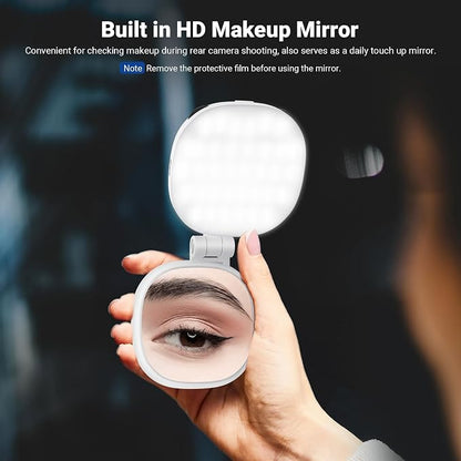 NEEWER Basics Magnetic Selfie Light Compatible with MagSafe iPhone, 2W Bi Color Small LED Phone Fill Ring Lighting CRI95+ with 360° Swivel, Mirror for Makeup Video Conference Recording, NL72B White
