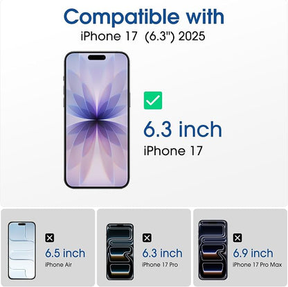 amFilm OneTouch Screen Protector for iPhone 17 6.3'' 2025 + Camera Lens Protector | Auto-Alignment install | Bubble Free | 9H+ Military-Grade Tempered Glass | FHD Clarity | Case Friendly | 2+2 Pack
