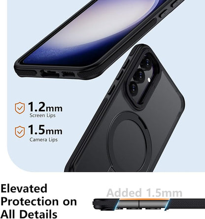 for Samsung Galaxy S23 FE Case, Magnetic Adjustable Ring Stand [Fit for Magsafe], [Military-Grade Shockproof Protection] Phone Case with Kickstand&Ring Holder (Black)