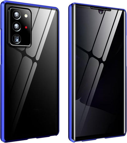 for Samsung S24 Ultra Magnetic Tempered Glass Double-Sided Phone Case, Anti peep Adsorption Cover, 360 Full Body Protection Magnetic Phone Case for Samsung Note Series (Note20,Blue)