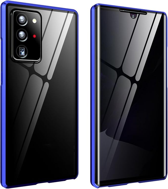 for Samsung S24 Ultra Magnetic Tempered Glass Double-Sided Phone Case, Anti peep Adsorption Cover, 360 Full Body Protection Magnetic Phone Case for Samsung Note Series (S22,Blue)