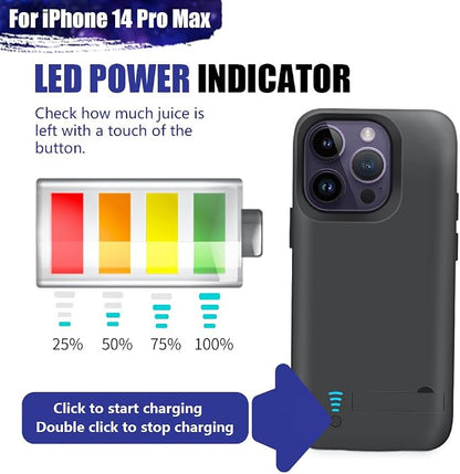 Sitong Battery Case for iPhone 14 Pro Max, 6000mAh Rechargeable Extended Battery Charging Charger Case, Add 100% Extra Juice (6.7 Inches) Black