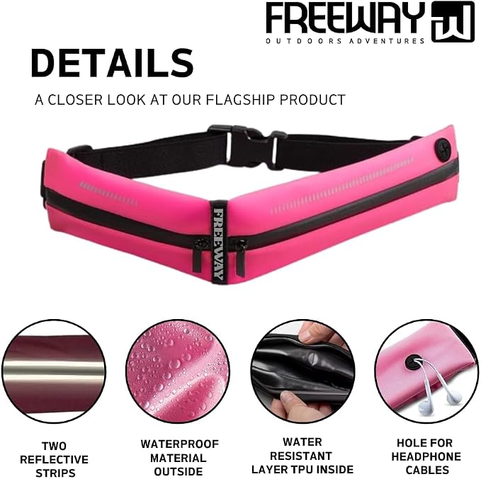 Lightweight Running Belt - for Man and Woman Running Phone Holder, Waist Pack for Workout, Money Belt, Running Gear Accessories (Double, Pink) designed for carrying Phone, Keys & Essentials