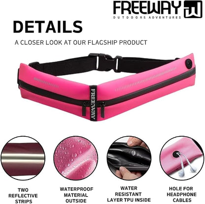 Lightweight Running Belt - for Man and Woman Running Phone Holder, Waist Pack for Workout, Money Belt, Running Gear Accessories (Double, Pink) designed for carrying Phone, Keys & Essentials