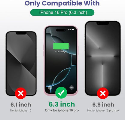 Battery Case for iPhone 16 Pro, Upgraded 7500mAh Portable Charging Case, Ultra-Slim Lightweight Powerful Extended Battery Pack for iPhone 16 Pro (6.3 inch)-Pink