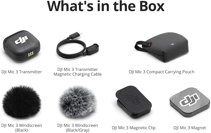 DJI Mic 3 Transmitter, Wireless Mini Microphone for iPhone/Camera/Android, Lightweight & Intuitive, Lavalier Microphone, 32-bit Float, Integrated Timecode, Vlog, Interview, Streaming