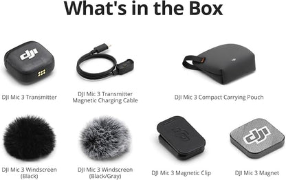 DJI Mic 3 Transmitter, Wireless Mini Microphone for iPhone/Camera/Android, Lightweight & Intuitive, Lavalier Microphone, 32-bit Float, Integrated Timecode, Vlog, Interview, Streaming