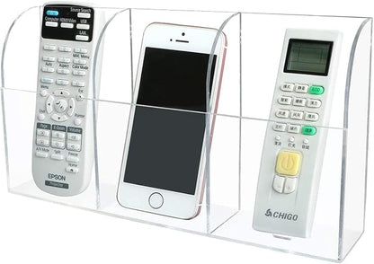 Large Acrylic 3-Slot Wall Mounted Smart Phone Charging Holder Station Clear Hanging TV Remote Controls Holder Media Organizer Wall Pansyling