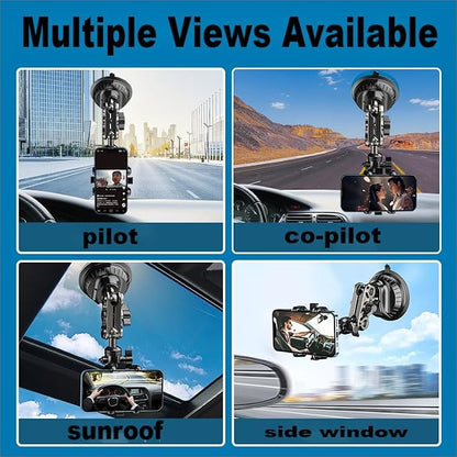 Ultra-Strong Suction Cup Phone Mount for Car - Anti-Shock & Noiseless Dashboard & Windshield Holder, 360° Adjustable Hands-Free Mount for All Smartphone (02)