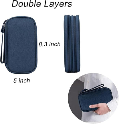Electronic Organizer Travel Case Water Resistant Cord Pouches for Organization,Cable Organizer,All-in-One Double Layers Storage Bag for Accessories,Charger, Cable