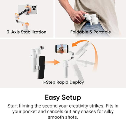 Insta360 Flow 2 Pro Phone Gimbal Stabilizer for iPhone & Android, AI Phone Gimbal, Phone Stabilizer for Travel & Vlogs, Phone Stabilizer for Videos, YouTube, TikTok - Ultimate Creator Bundle Grey
