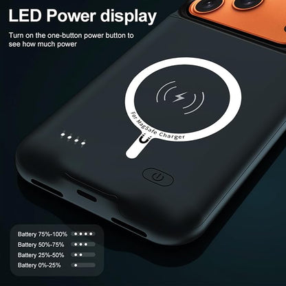 Battery Case for iPhone 17 Pro Max, 12000mAh High-Capacity Protective Rechargeable Extended Charger Case Compatible Magsafe with iPhone 17 Pro Max (6.9 inch) Wireless Charging Cover & Carplay (Black)