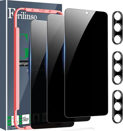 Ferilinso 3 Pack Privacy Screen Protector for Samsung Galaxy S26 Plus with 3Pack Tempered Glass Camera Lens Protector Phone Case Friendly Accessories Protector de Pantalla for Samsung S26 Plus