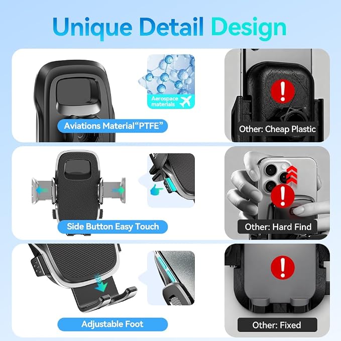 2026 New Car Vent Phone Holder [Thick Cases Friendly] Rotatable Universal Phone Mount for Your Car with Wide Clamp, Car Phone Holder Mount for iPhone 17 Pro Max 15 14 13 Samsung S25
