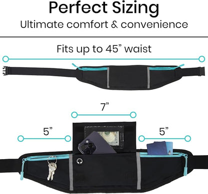 Vive Running Belt Fanny Pack for Women, Men, Kids, Adults, Jogging, Workouts- Waterproof Runners Reflective Waist Pack Bag with Phone Holder - for Fitness, Exercise, Gym, Hiking, Travel, Running Gift