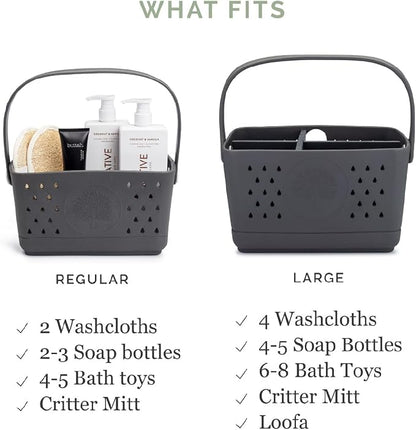 Parker Baby Bath Caddy | BPA Free & Food Grade Shower Caddy Organizer for Toys & Supplies | Quick-Dry, Sturdy & Perfect Size Shower Basket w/Handle in Neutral Colors