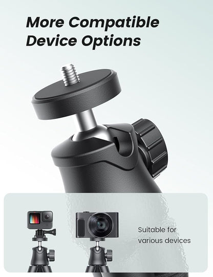Phone Tripod with Light, Portable and Flexible Phone Stand for Video Recording with Wireless Remote, 360° Rotating Tabletop & Travel Tripods for iPhone, Smartphones, Camera