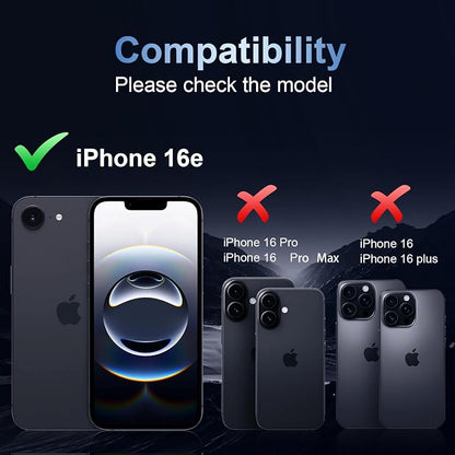 AFARER for iPhone 16e 2025 Camera Lens Protector, Individual Metal Ring Tempered Glass Lens Cover[9H Hardness][Anti-Shatter] Thin HD Camera Clear Cover, 1 Set-Black
