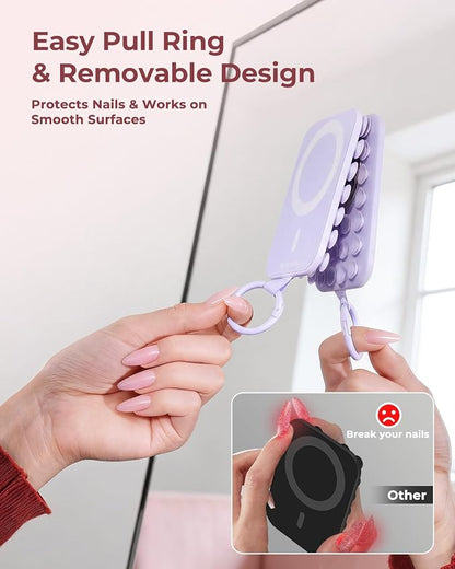Syncwire Magnetic Suction Phone Mount for MagSafe, Silicone Octo Cup Buddy Sticky Grip Ring Holder, Hands-Free/Selfie/Video for TikTok & Instagram Influencer/Creator, iPhone Compatible,Lilac Purple