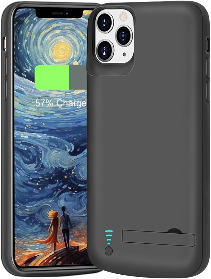[Upgraded Battery Case for iPhone 11 Pro Max, 6000mAh Rechargeable Extended Battery Charging Charger Case, Add 110% Extra Juice (6.5 Inches) Black