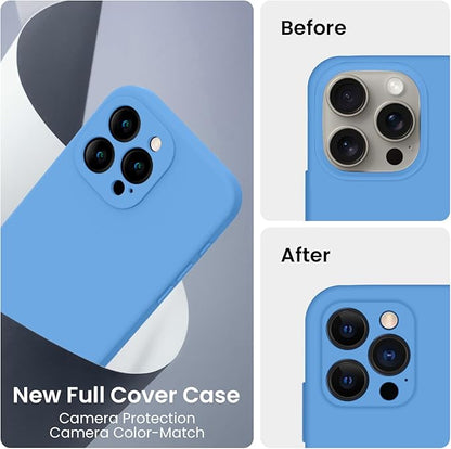 FireNova Designed for iPhone 16 Pro Max Case, Silicone Upgraded [Camera Protection] Phone Case, Soft Anti-Scratch Microfiber Lining Inside, 2024, Blue