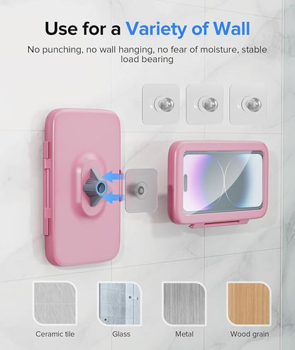 LC-dolida Shower Phone Holder Waterproof 480 Rotation Phone Stand Case Mount Compatible with iPhone 17 16 15 14 13 12 11 Plus Pro Max XS XR up to 6.8" Cell Phone