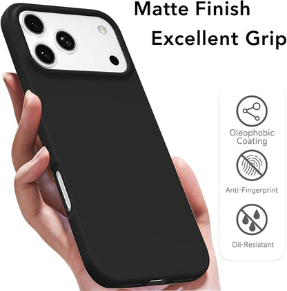 for iPhone 17 Pro Max Case Silicone Compatible with Magsafe Case, Ultra Slim Thin Magnetic Phone Cases Mag Safe, Cute Soft Rubber Gel TPU Matte Plain Wireless Charging Cover for Women, Black