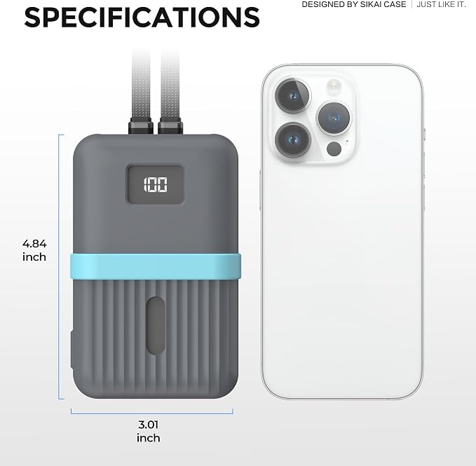 Silicone Case for Anker Zolo Power Bank 2025(20,000mAh 45W/30W) A1689/A1681 Protective Cover with Lanyard Hole, Compact | Tactile Grip | Impact Protection for Daily Use & Travel, Case Only (Gray)