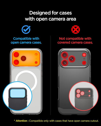 Spigen Camera Lens Screen Protector [GlasTR EZ Fit Optik Pro XL] Designed for iPhone 17 Pro Max [Case Friendly] - Silver [1 Pack]