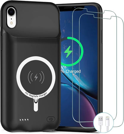 Battery Case for iPhone XR, Upgraded 10000mAh Rechargeable Portable Charging Case with Wireless Charging Compatible for iPhone XR (6.1 inch) with Carplay Extended Battery Pack Charger Case (Black)