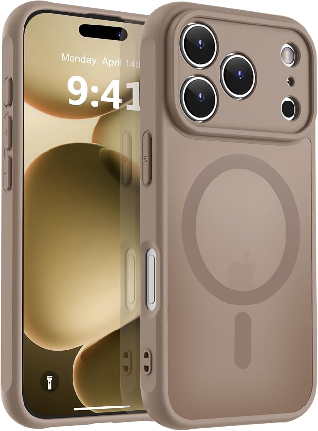 MOCCA Magnetic for iPhone 17 Pro Max Case, (Compatible with Magsafe) (16FT Military Grade Protection) Full Camera Protection Anti-Fingerprint Slim Translucent Matte Phone Cover 6.9",Brown