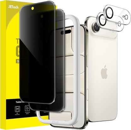 JETech Privacy Screen Protector for iPhone Air with Camera Lens Protector, Anti-Spy Tempered Glass Film, Easy Installation Tool, 6.5-Inch Display, 2-Pack Each
