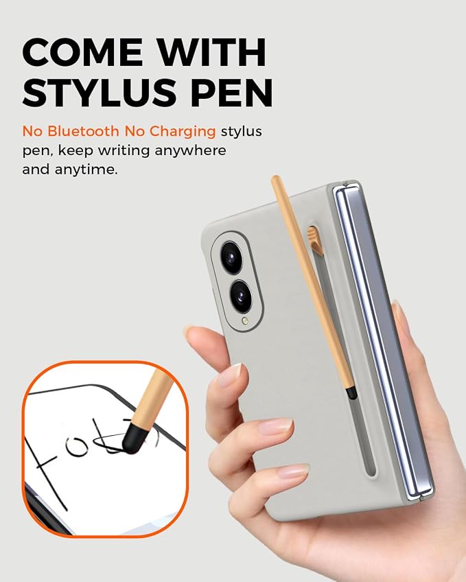 NINKI Stylus Pen for Samsung Galaxy Fold 8 Case with Built-in Screen Protector,Stylus Pen Holder Military Grade Rugged Dustproof Pen Storage Matte Case for Galaxy Fold 8 Light Gray