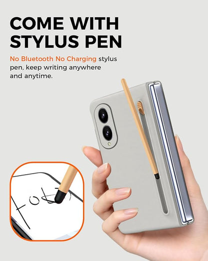 NINKI Stylus Pen for Samsung Galaxy Fold 8 Case with Built-in Screen Protector,Stylus Pen Holder Military Grade Rugged Dustproof Pen Storage Matte Case for Galaxy Fold 8 Light Gray