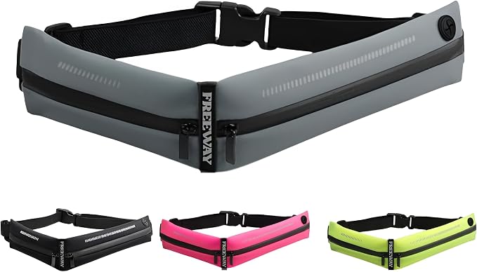 Lightweight Running Belt - for Man and Woman Running Phone Holder, Waist Pack for Workout, Money Belt, Running Gear Accessories (Double, Gray) designed for carrying Phone, Keys & Essentials