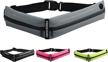 Lightweight Running Belt - for Man and Woman Running Phone Holder, Waist Pack for Workout, Money Belt, Running Gear Accessories (Double, Gray) designed for carrying Phone, Keys & Essentials