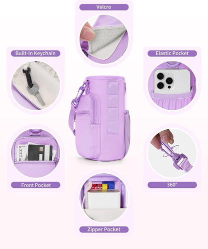 sportsnew Magnetic Gym Bag for Women Men, Water Bottle Carrier Holder with Strap & Phone Pockets for 40oz Tumbler with Handle, 4 Built-in Magnets Small Gym Bag for Sports, Workout, Fitness, Walking