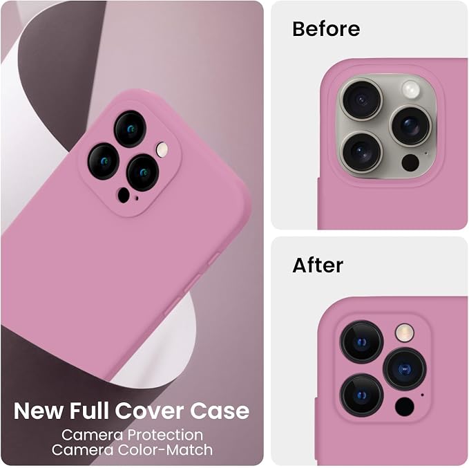 FireNova Designed for iPhone 16 Pro Case, Silicone Upgraded [Camera Protection] Phone Case, Soft Anti-Scratch Microfiber Lining Inside, 2024, Lilac Purple